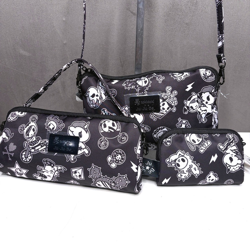Jujube x Tokidoki Be Set Bags The Queens Court Black White 3 Pc Pouches Punk NEW